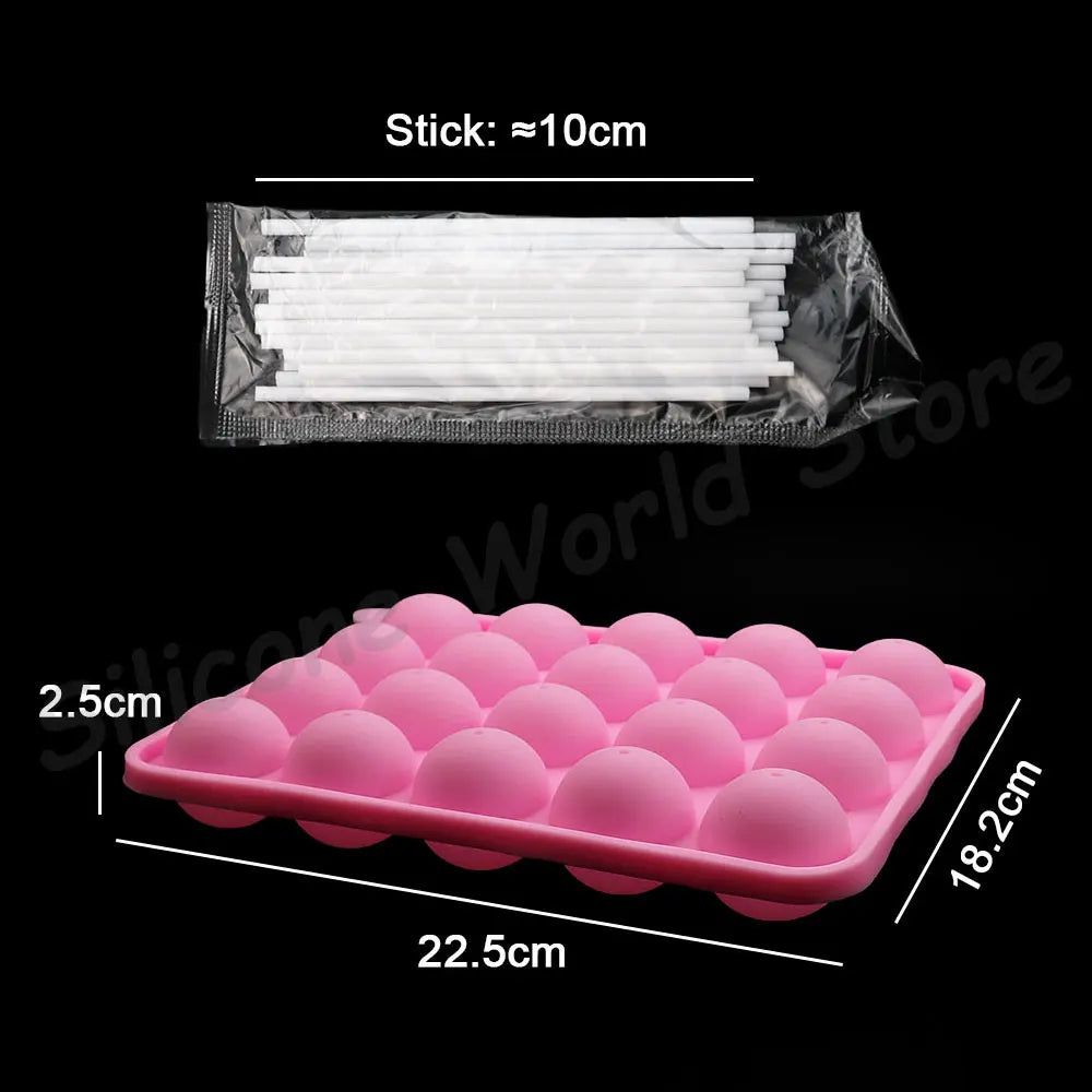 20 Stick silicone cakepop mold with sticks